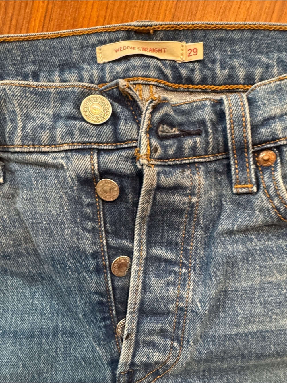 Levi's Women's Wedgie Straight Jeans - Blue Denim with Contrast Stitching
